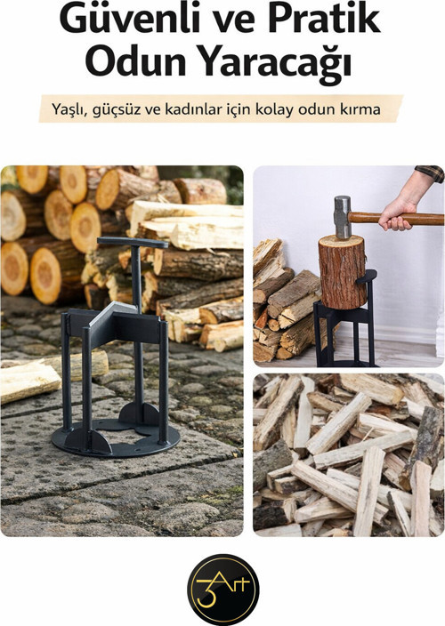 Odun Kırma Standı - Baltalı Odun Bölme Aparatı - Bahçe & Şömine İçin Dayanıklı Odun Kesme Sehpası