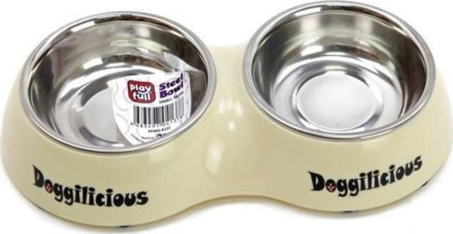 Diva Doublediner Beyaz Çıkabilen Çelik Kedi Köpek Mama Kabı Small 11cm*2