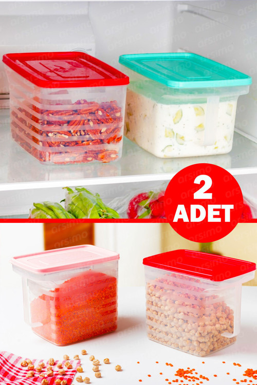 ( 2 Adet) Çok Amaçlı Tutma Kollu Pratik Saklama Kabı Pratik Derin Saklama Kabı 2 Litre