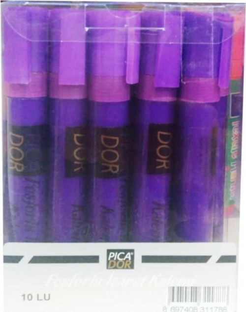 Fosforlu Kalem Seti 10'lu Kutu - PASTEL Mor