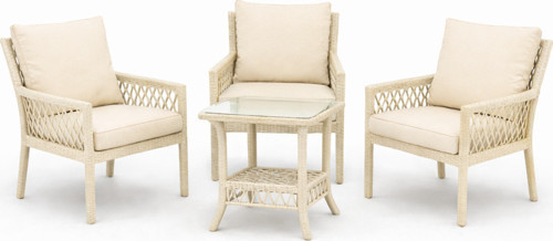 Oslo Raddan 1+1+1 Bistro Set Minderli 3 Kişilik Raddan Oturma Grubu Bahçe Balkon Teras Set