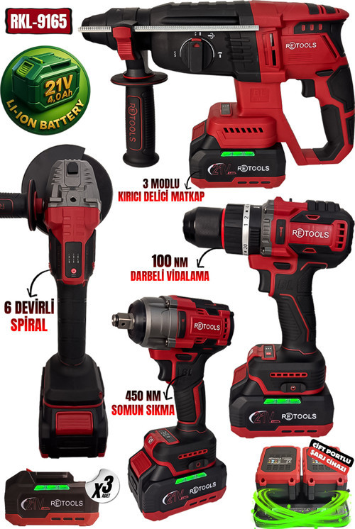 RKL-9165 RETOOLS PROFESYONEL BORDO YENİ SERİ 4’LÜ SET (100 NM VİDALAMA VE 6 DEVİRLİ SPİRAL)