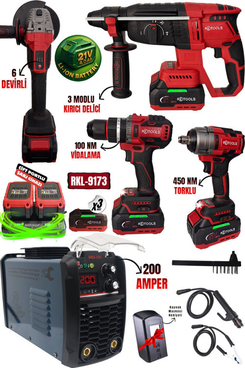 RKL-9173 RETOOLS BORDO 5 LI SET (4 LÜ SET + 200 AMPER KAYNAK)
