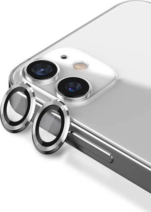 Iphone 12 Uyumlu Mini Alüminyum Alaşım Temperli Cam Kamera Lens Koruyucu - Gümüş