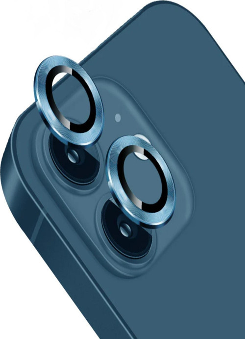 Uyumlu Iphone 12 Alüminyum Alaşım Temperli Cam Kamera Lens Koruyucu - Mavi