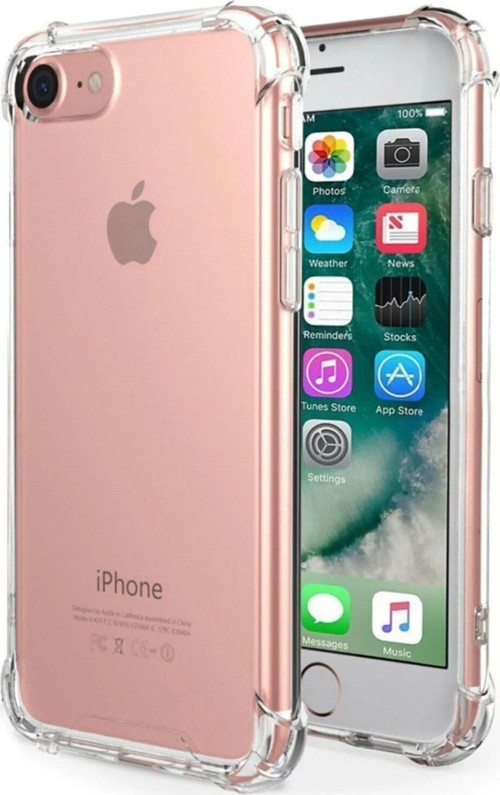Iphone 8 Plus Şeffaf Airbag Antishock Silikon Kılıf Ve Mat Seramik Tam Kaplayan Beyaz Ekran Koruyucu