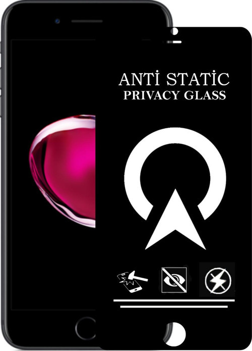 Apple iPhone 7 Plus Tam Kaplayan Anti Statik Görünmez Safir Ekran Koruyucu Hayalet Cam - Siyah