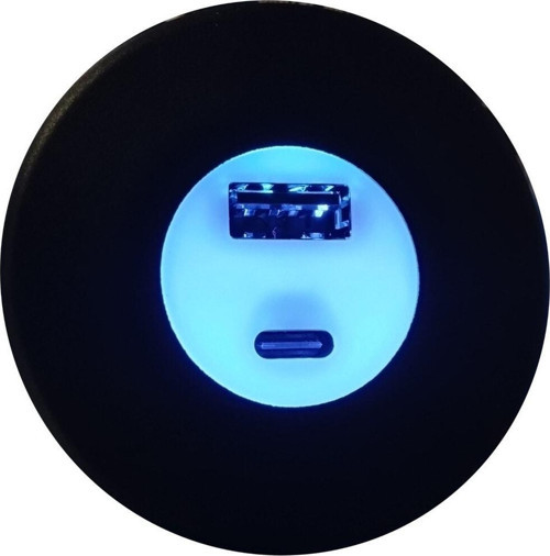 Usb & Typ-c Işıklı Araç Şarj Soketi 12-24v 2,4a