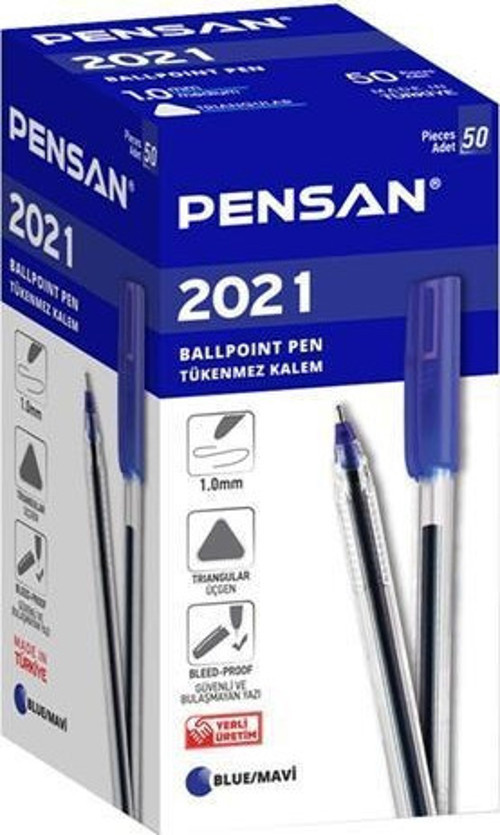 2021 Tükenmez Kalem Üçgen 50'li 1.0 mm Mavi 2021