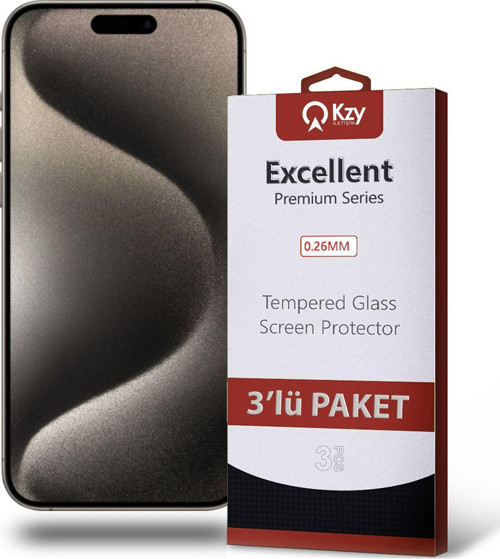 iPhone 15 Pro Max ile Uyumlu Temperli Ekran Koruyucu Kırılmaz Cam Ekonomik 3'lü Paket