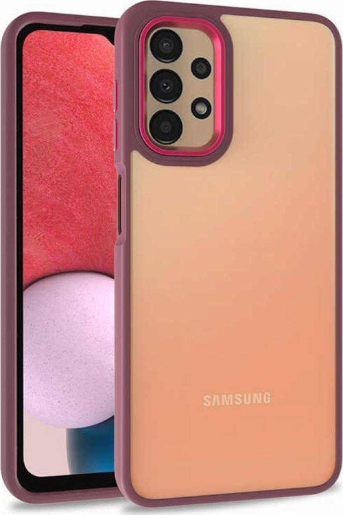 Samsung Galaxy A13 4g Kapak Metal Kamera Korumalı Arkası Şeffaf Silikon Kılıf - Kırmızı