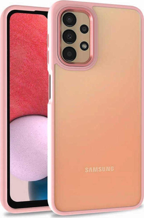 Samsung Galaxy A13 4g Kapak Metal Kamera Korumalı Arkası Şeffaf Silikon Kılıf - Rose Gold