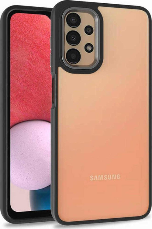 Samsung Galaxy A13 4g Kapak Metal Kamera Korumalı Arkası Şeffaf Silikon Kılıf - Siyah