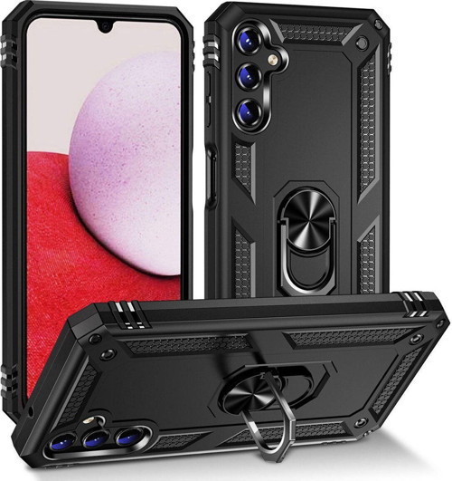 Samsung Galaxy A14 Kapak Military Yüzüklü Stantlı Panzer Tank Kılıf - Siyah