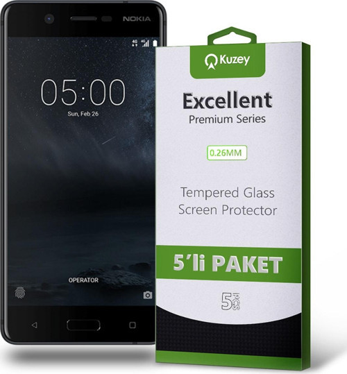 Nokia 5 Temperli Ekran Koruyucu Kırılmaz Cam Ekonomik 5'li Paket Uyumlu