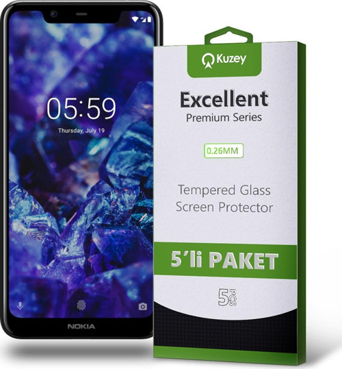 Nokia 5.1 Plus Uyumlu Temperli Ekran Koruyucu Kırılmaz Cam Ekonomik 5'li Paket