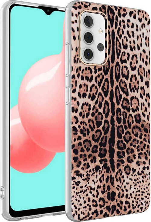 Samsung Galaxy A32 4g Kapak Leopar Desenli Parlak Silikon Kılıf - Leopar