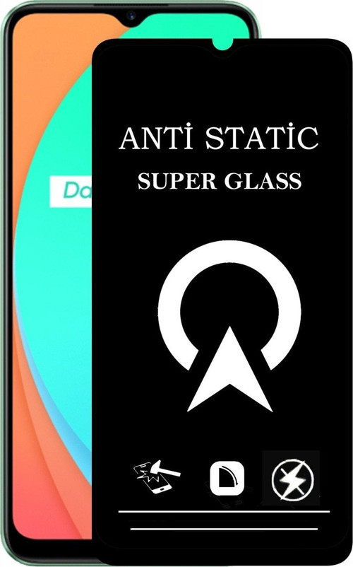 Realme C11 Tam Kaplayan Anti Statik Çizilmez Safir Ekran Koruyucu Cam