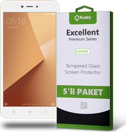 Redmi Y1 Uyumlu Lite Temperli Ekran Koruyucu Kırılmaz Cam Ekonomik 5'li Paket