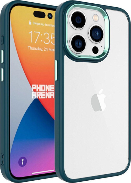 Apple iPhone 15 ProMax Kapak Metal Kamera Korumalı Arkası Şeffaf Silikon Kılıf - Yeşil