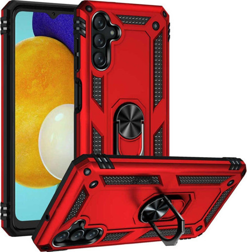 Samsung Galaxy A04S Kapak Military Yüzüklü Stantlı Panzer Tank Kılıf - Kırmızı