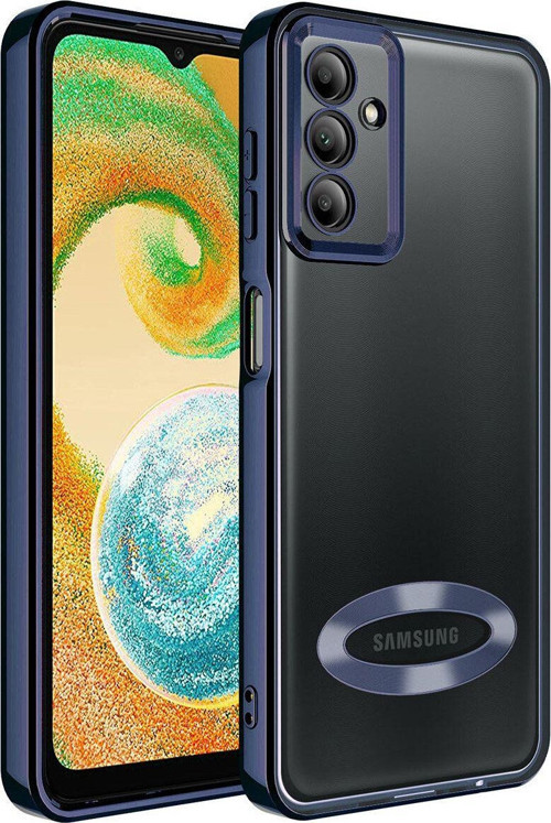 Samsung Galaxy A24 Yanları Renkli Lens Korumalı Logo Gösteren Luxury Silikon Kılıf - Lacivert