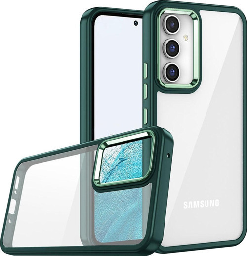 Samsung Galaxy A34 Kapak Metal Kamera Korumalı Arkası Şeffaf Silikon Kılıf - Yeşil