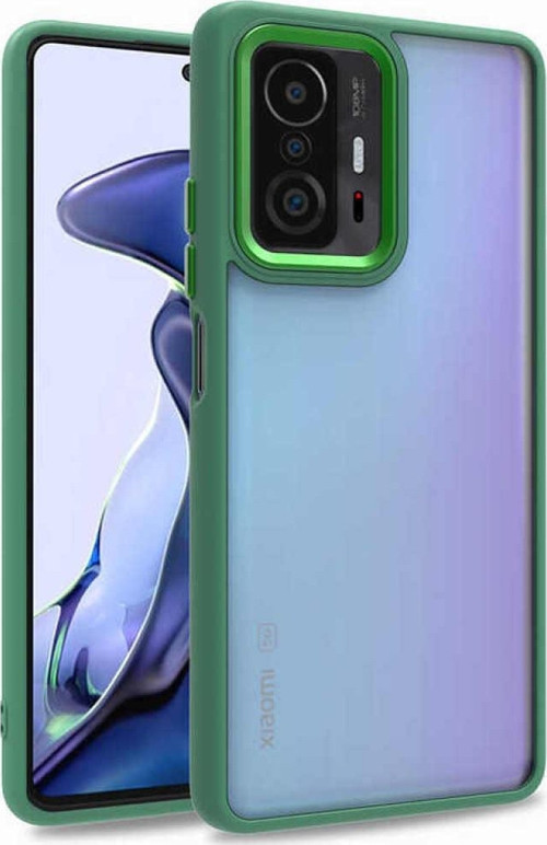 Xiaomi Mi 11t Pro 5g Kapak Metal Kamera Korumalı Arkası Şeffaf Silikon Kılıf - Yeşil