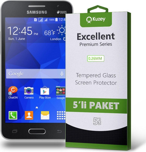 Samsung Galaxy Core 2 Temperli Ekran Koruyucu Kırılmaz Cam 5'li Paket
