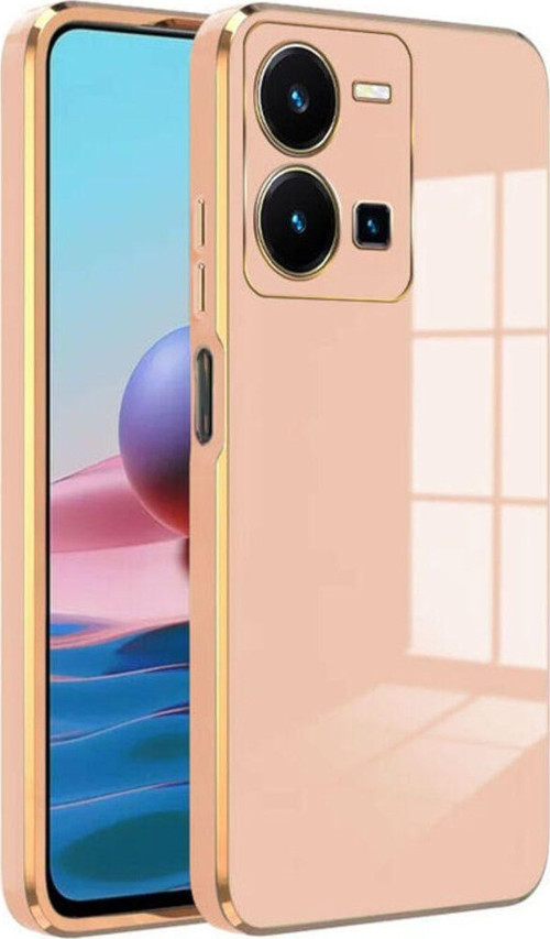 Vivo Y35 Kapak Kamera Korumalı Lazer Kesim Lüx Silikon Kılıf - Rose Gold