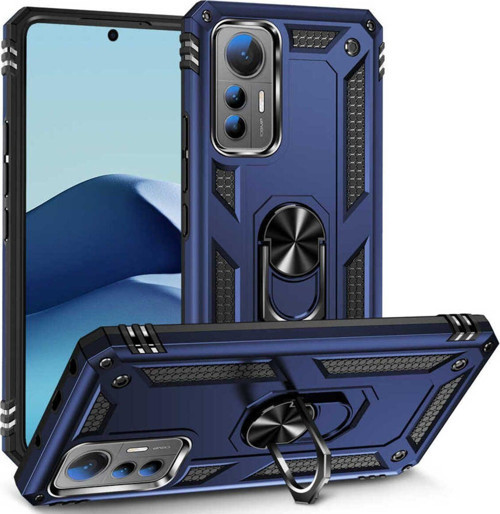Xiaomi Mi 12 Lite Kapak Military Yüzüklü Stantlı Panzer Tank Kılıf - Lacivert