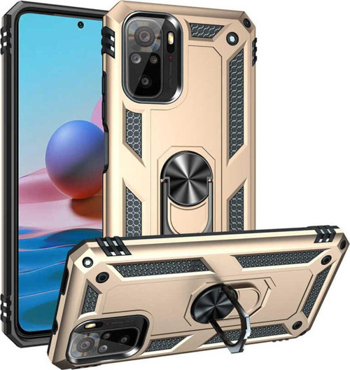 Xiaomi Poco M5S Kapak Military Yüzüklü Stantlı Panzer Tank Kılıf - Gold