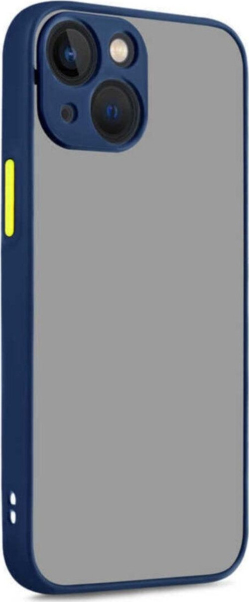 Apple Iphone 13 Kamera Korumalı Silikon Kenarlı Renkli Düğmeli Mat Arka Kapak - Lacivert