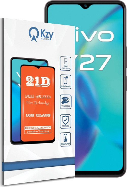 Vivo Y27 ile Uyumlu Tam Kaplayan 21D Temperli Ekran Koruyucu Cam