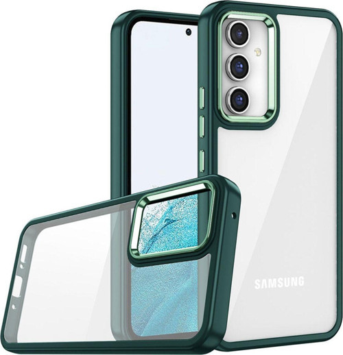 Samsung Galaxy A04S Kapak Metal Kamera Korumalı Arkası Şeffaf Silikon Kılıf - Yeşil