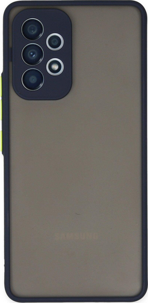 Samsung Galaxy A53 Kılıf Kamera Korumalı Silikon Renkli Düğmeli Arkası Mat Arka Kapak - Lacivert