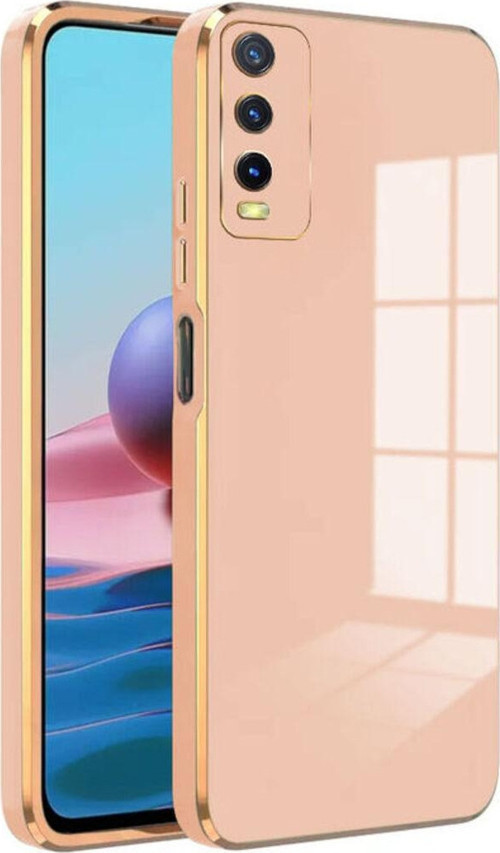 Vivo Y20S Kapak Kamera Korumalı Lazer Kesim Lüx Silikon Kılıf - Rose Gold