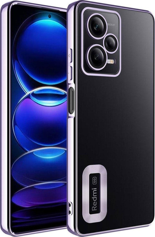 Xiaomi Redmi Note 12 Pro 5G Yanları Renkli Lens Korumalı Logo Gösteren Luxury Silikon Kılıf - Lila