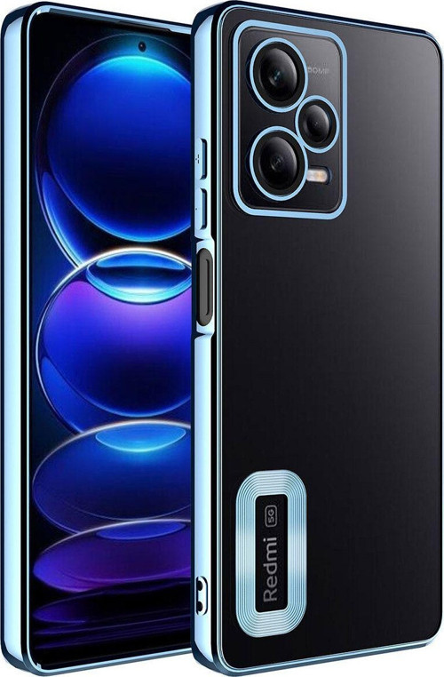 Xiaomi Redmi Note 12 Pro 5G Yanları Renkli Lens Korumalı Logo Gösteren Luxury Silikon Kılıf - Mavi