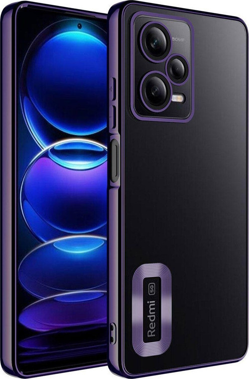 Xiaomi Redmi Note 12 Pro 5G Yanları Renkli Lens Korumalı Logo Gösteren Luxury Silikon Kılıf - Mor