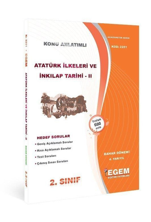 2.SINIF 4.YARIYIL ATATÜRK İLKELERİ VE İNKILAP 2 BAHAR DÖNEMİ - EGEM