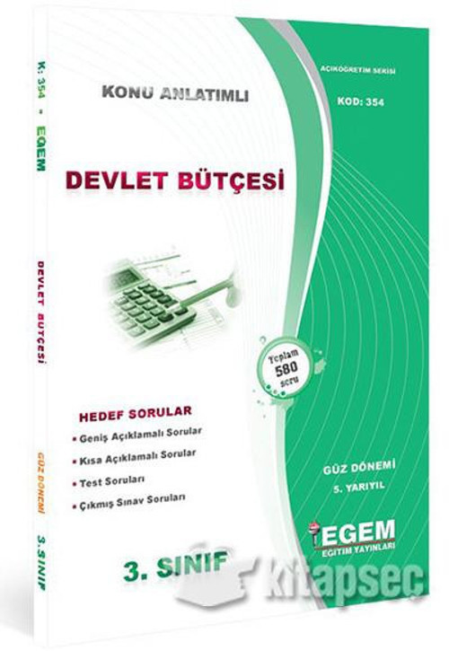 3.SINIF 5.YARIYIL DEVLET BÜTÇESİ K.A GÜZ DÖNEMİ - EGEM YAYINLARI