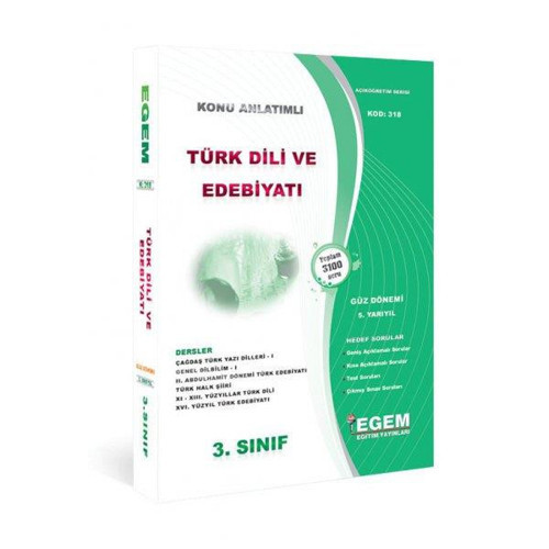 3.SINIF 5.YARIYIL TÜRK DİLİ VE EDEBİYATI K.A GÜZ - EGEM YAYINLARI