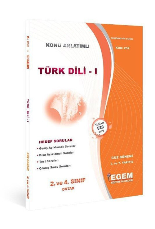 2.SINIF 3.YARIYIL TÜRK DİLİ 1 K.A GÜZ DÖNEMİ - EGEM YAYINLARI