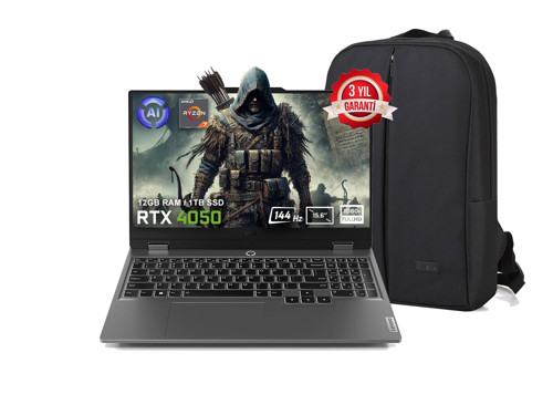 LOQ 15ARP9 83JC00E3TR FR138 AMD Ryzen 7-7435HS 40 GB DDR5 4 TB SSD RTX4050 6GB 105W 15.6" 144Hz FHD Windows 11 Home Gaming Laptop + Çanta