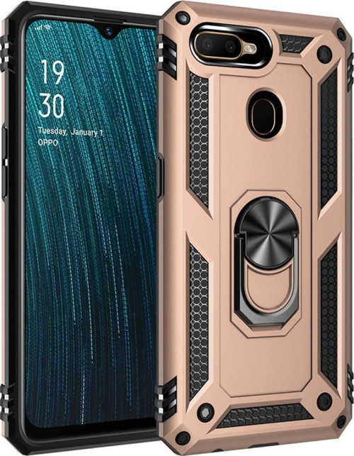 Oppo Ax7 Kapak Yüzüklü Stantlı Panzer Tank Kılıf - Gold