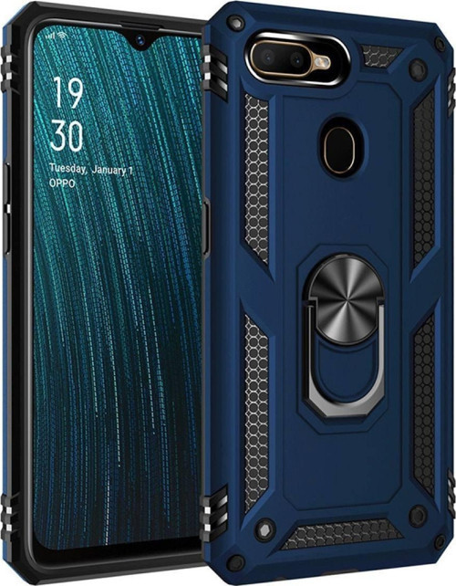 Oppo Ax7 Kapak Yüzüklü Stantlı Panzer Tank Kılıf - Lacivert