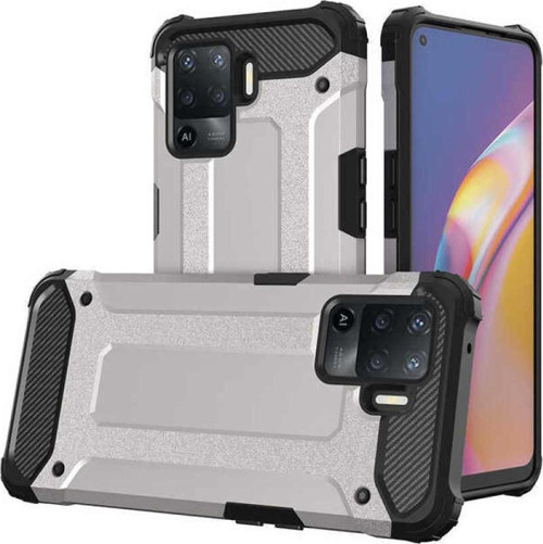 Oppo Reno 5 Lite Kapak Çift Katmanlı Zırh Tank Kılıf - Gri