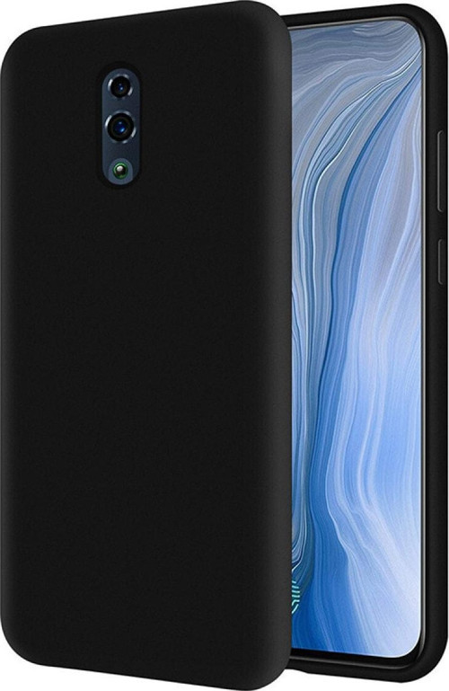 Oppo Reno Içi Kadife Soft Logosuz Lansman Silikon Kılıf - Siyah