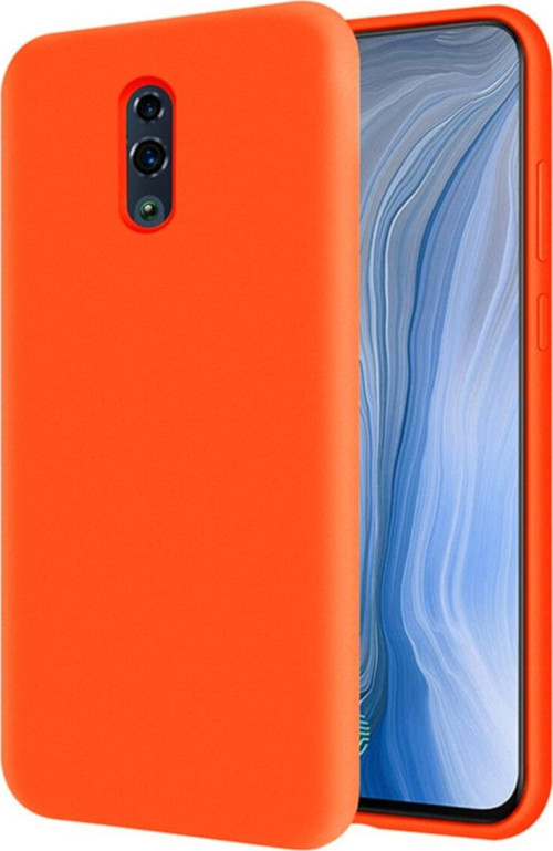 Oppo Reno Içi Kadife Soft Logosuz Lansman Silikon Kılıf - Turuncu